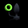 Butt plug with cock ring - gitd - neon green/black